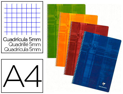 Cahier 21X29.7 Spirale 100pages  quadrille 5x5 - clairefontaine