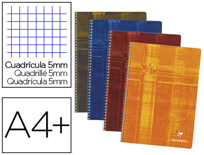 Cahier reliure spirale 24x32 - 100 Pages 5x5- clairefontaine