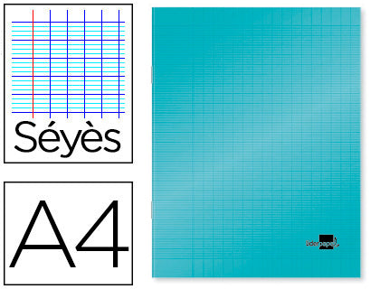 Cahier polypropylène 90g 21x29,7-96 pages seyes -bleu