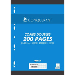 Copies doubles perforées A4 grand carreaux 200 pages