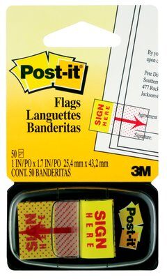 Index Adhésifs "signez ici " 25x43mm - Repositionnables et Pratiques