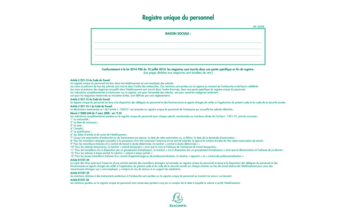 Registre ent/sorties pers. ref6620