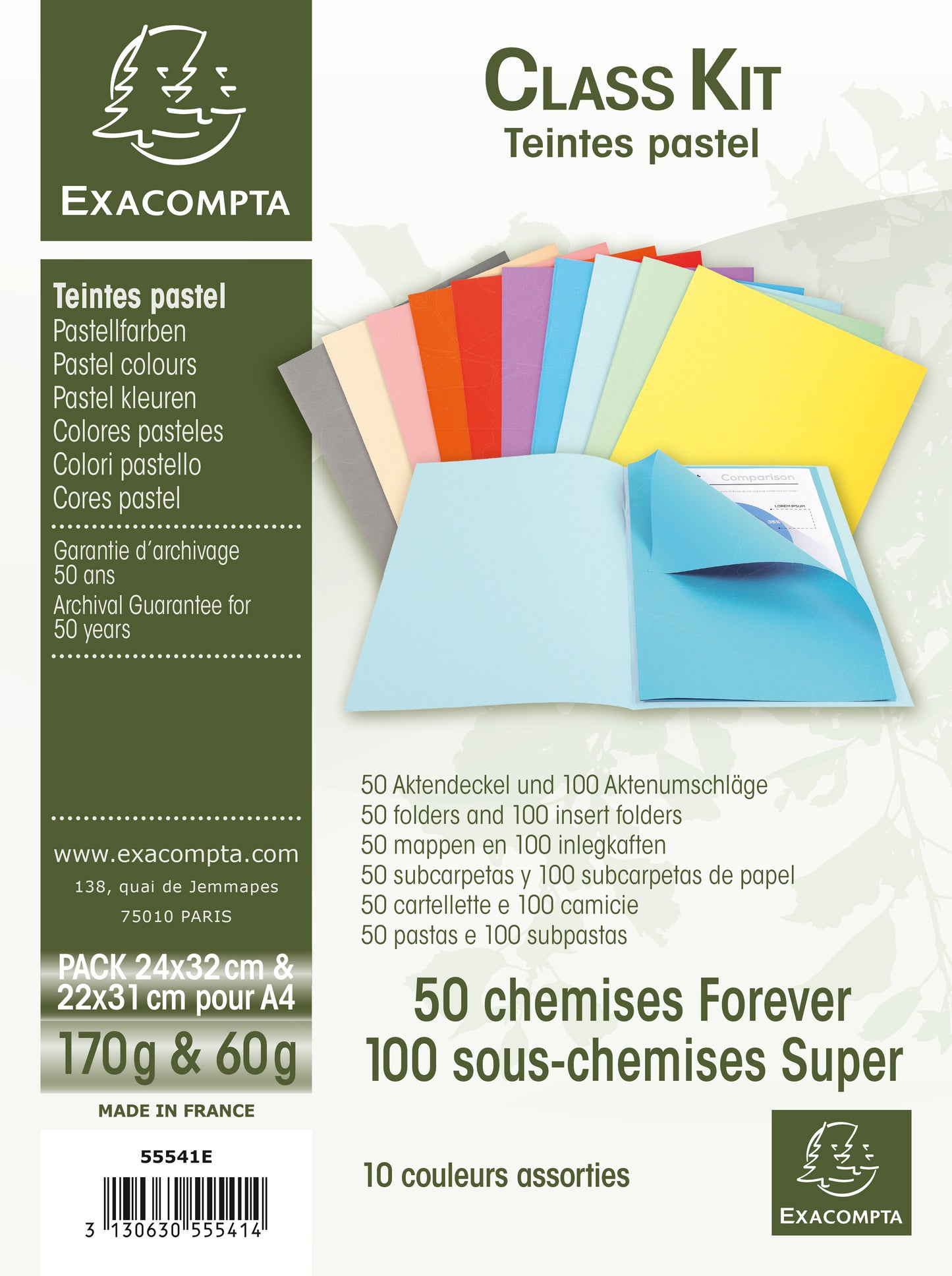 Lot 50 chemises 170g+ 100 sous-chemise 60g assorti