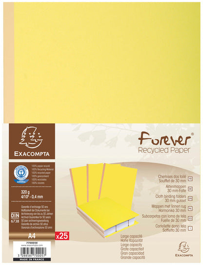 Chemise dos toile jaune paquet 25