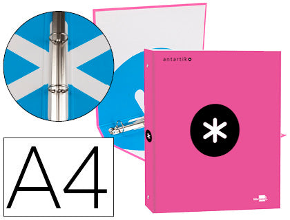 Classeur Antartik A4+ 4 Anneaux 40mm rose