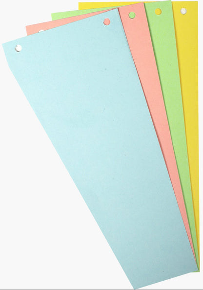 Fiches intercalaires trapezoidale 180g paquet 100 assorties