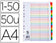 Intercalaires A4 numérique 25  positions polypro couleur