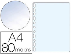 Pochette perforée lisse a4 8/100e transparente- sachet de 100