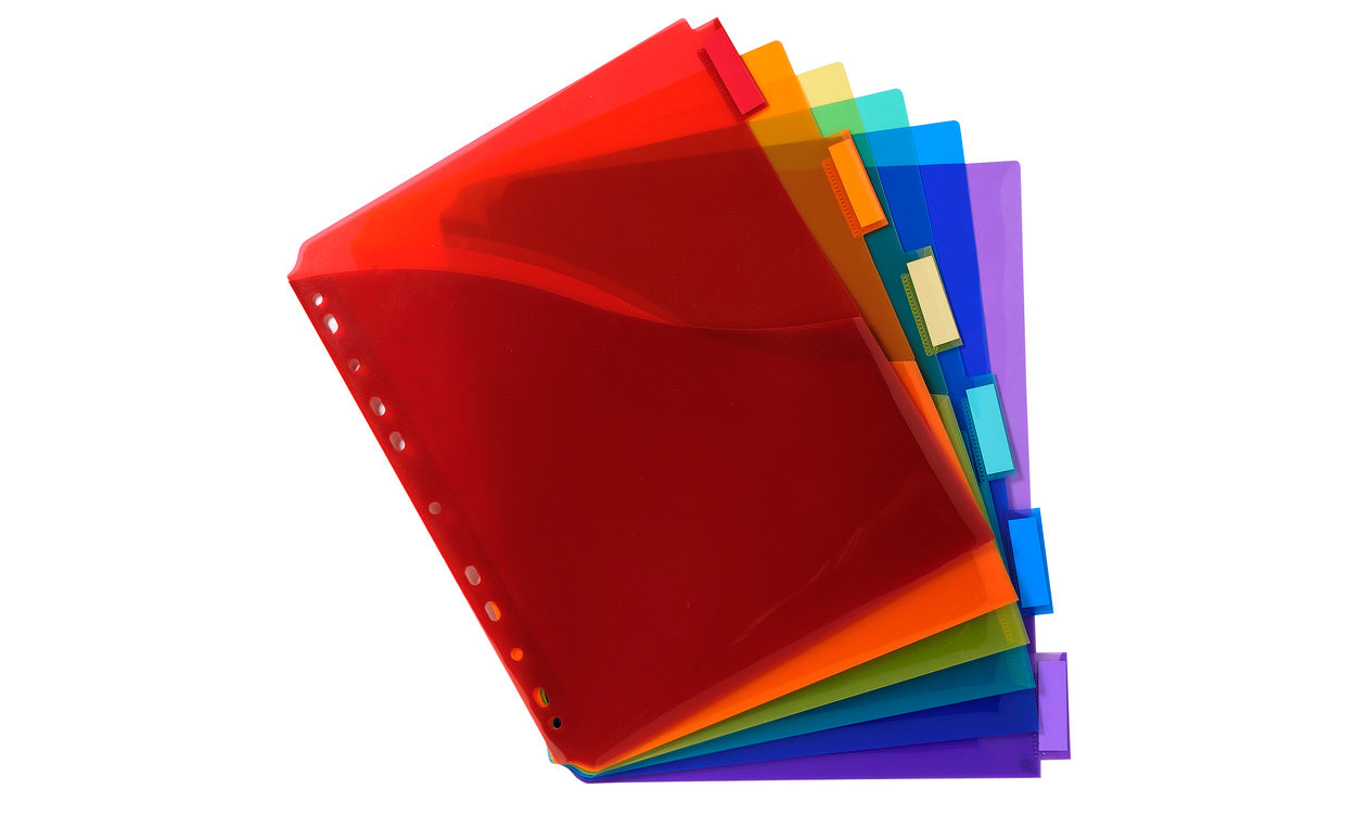 Intercalaires personnalisable A4+6 onglets polypro couleur