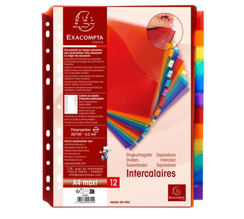 Intercalaire A4+ 12 Onglets personnalisables polypro