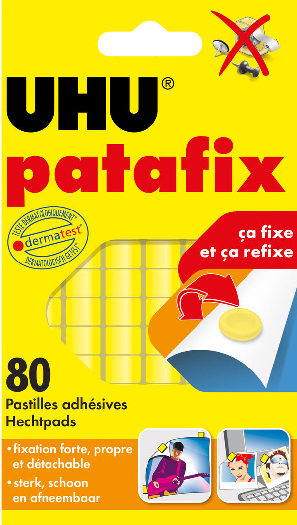 Pastille adhesive UHU patafix jaune uhu blister de 1