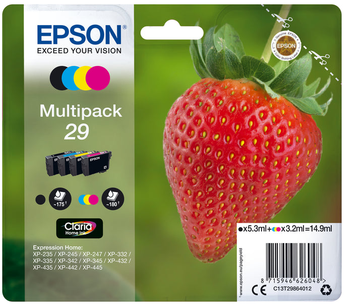 Pack de 4 Cartouche Epson 29 fraise - économie d'encre