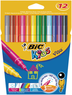 Feutres Bic Kids Visa 12 couleurs - pointe moyenne