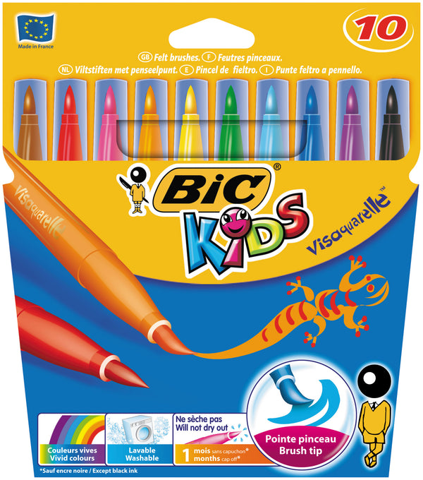 Feutres BIC Kids Visaquarelle Pointe Pinceau - Étui de 10