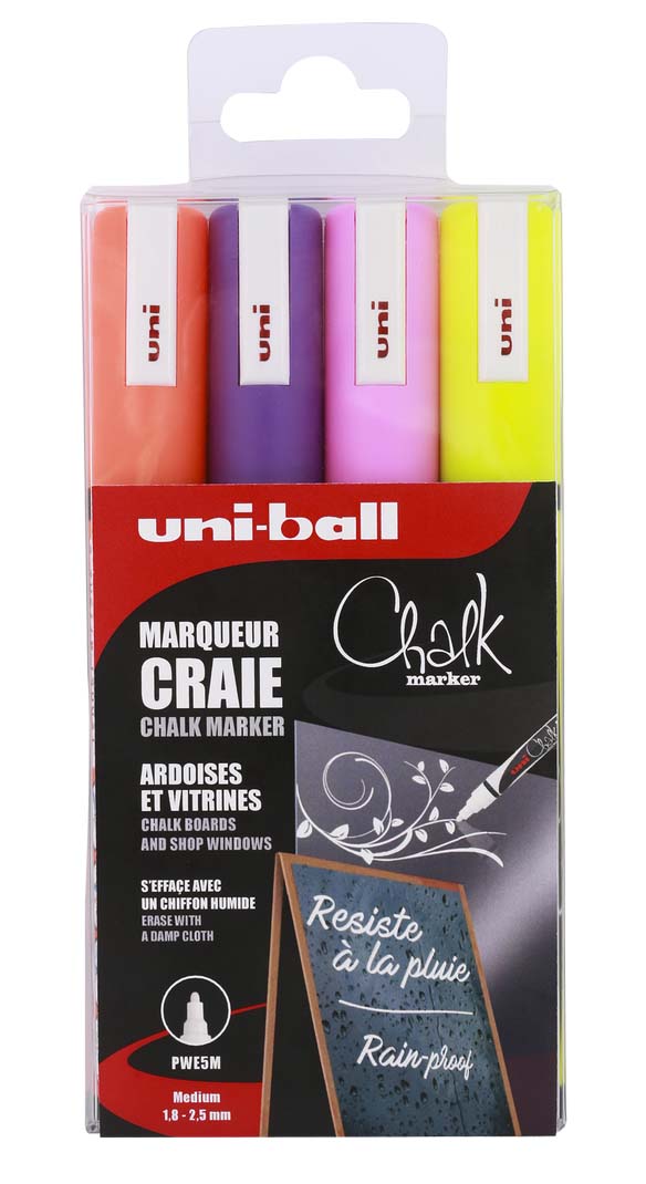 Marqueurs à Craie Pointe Moyenne - Assortiment de 4 Couleurs