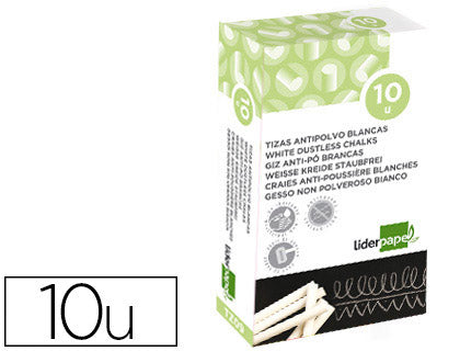 Craie anti-pouss. blanche p/10