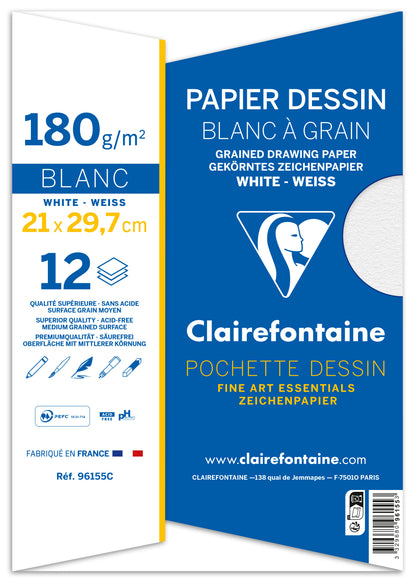 Papier dessin 21x29.7cm - 180g, 12 feuilles
