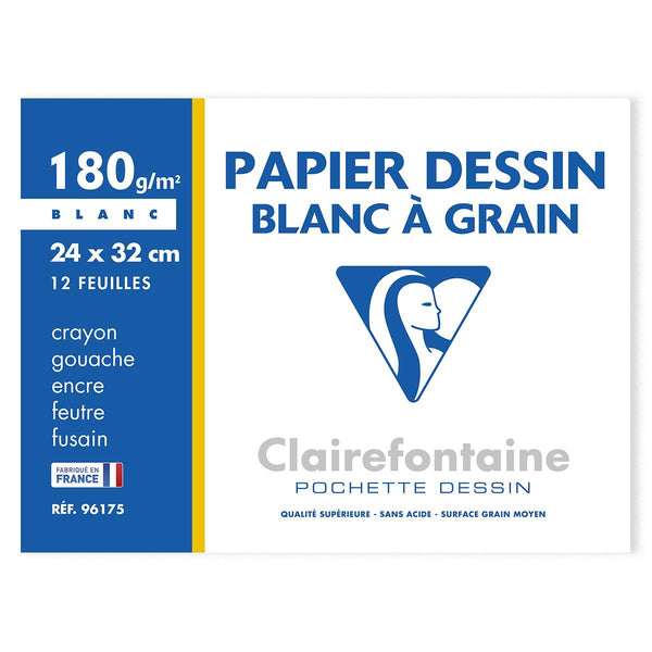 Papier à dessin 24x32 cm - Grainé 180 g/m²