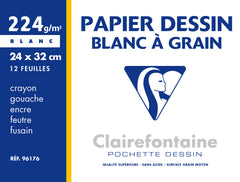 Papier dessin 24x32 12F - Grain fin 224g