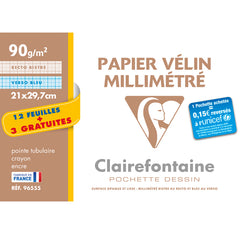 Papier millimetre A4 90g -12 feuilles+3 gratuites