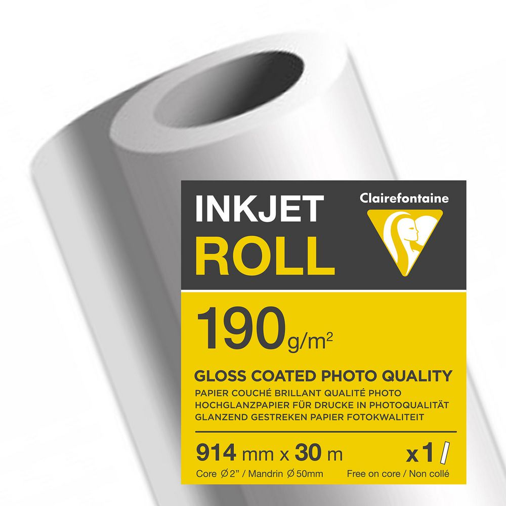 Bobine traceur papier couché 190g 30mx914mm-brillant qualité photo