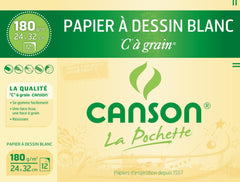 Pochette dessin Canson 24x32 180grs blanc -12feuilles