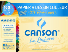 Papier à dessin couleur  Mi-Teinte 160G - Assortiment Vif