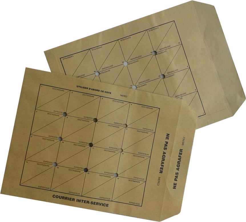 Pochettes Navette inter-service, kraft brun, sans gommage boite de 250