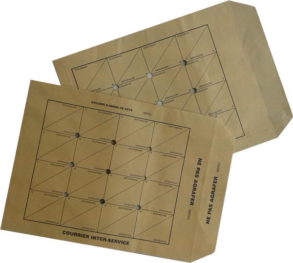 Pochettes Navette inter-service, kraft brun, sans gommage boite de 250