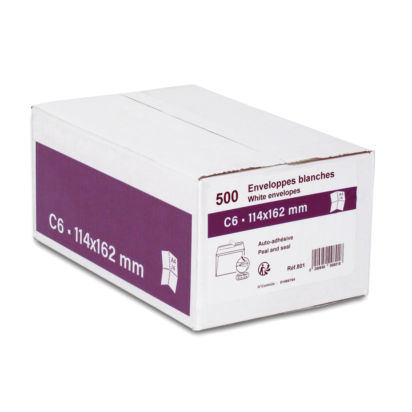 Enveloppes blanc 114x162 bdp80g b/500