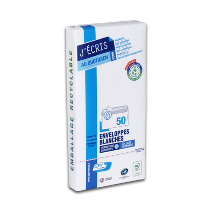 Enveloppes blanc 110x220 bdp 80gr paquet de 50
