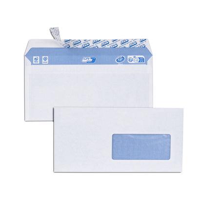 Enveloppes, DL, 110 x 220 mm, avec fenêtre à droite- boite de 500