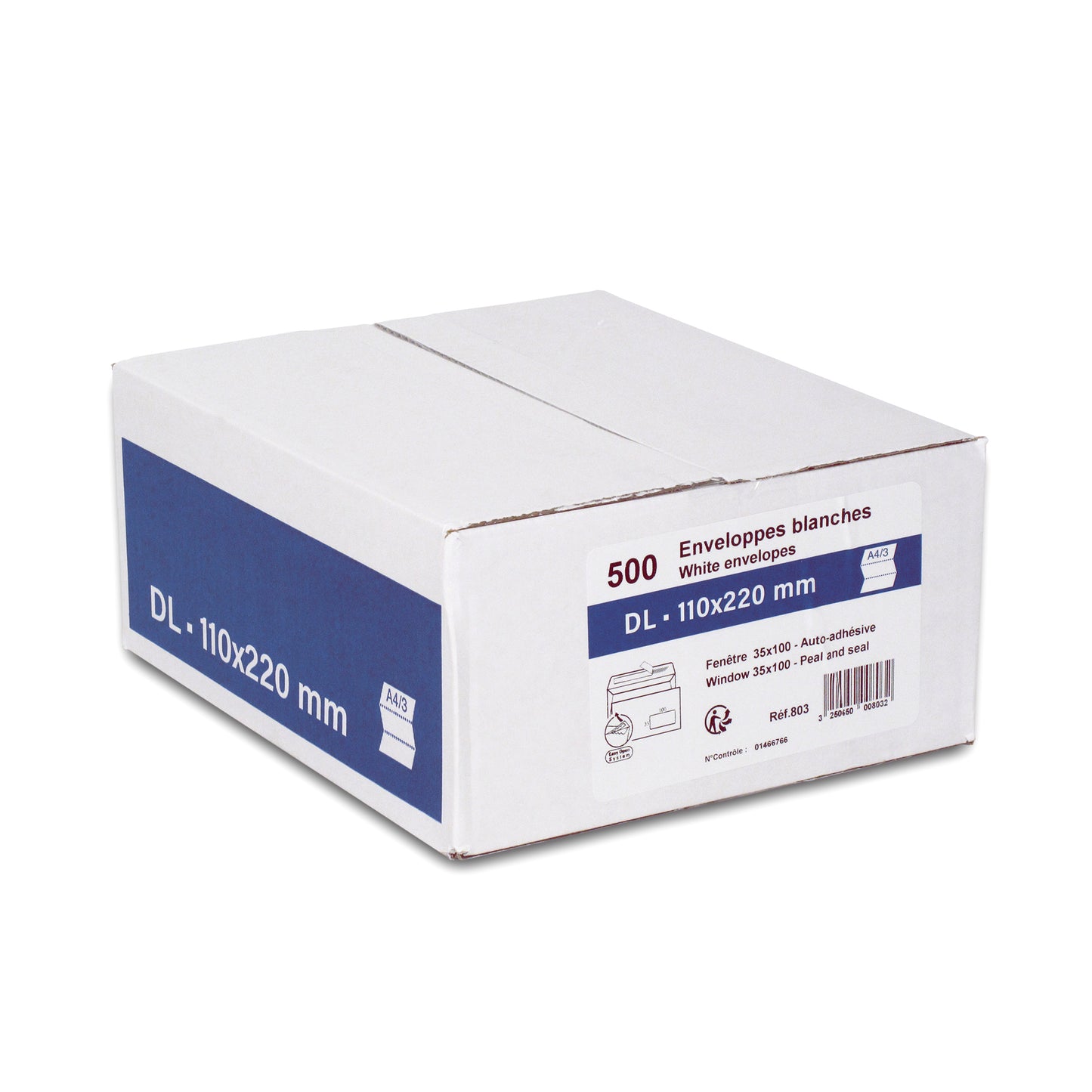 Enveloppes blanc 110x220 bdp80g f35b/500