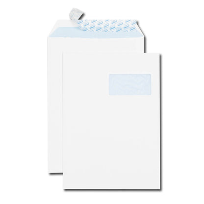 Pochettes d'expédition avec fenêtre - 229 x 324 mm,velin blanc