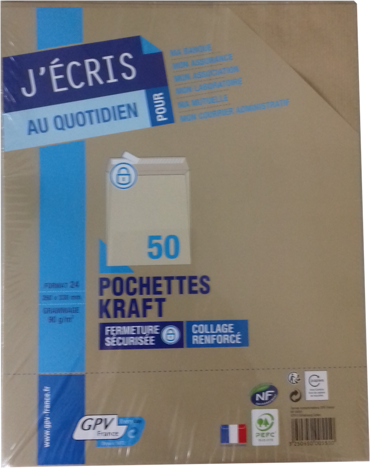 Pochette d'expédition  260x330 kraft  90g paquet de 50