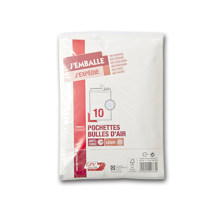 Pochettes bulles air bdp180x265 p/10