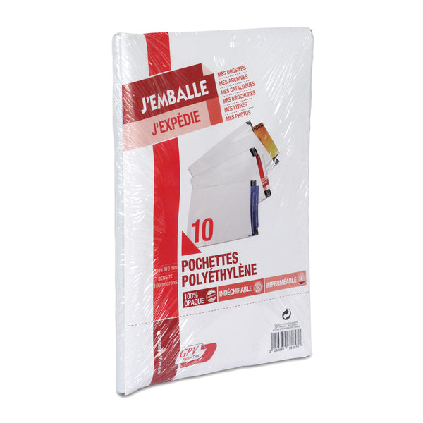 Pochette plastique adhésive opaque  310X410 paquet de  10