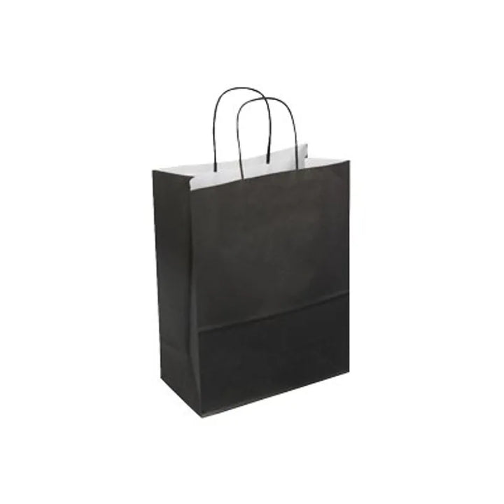 Sac papier poignées torsadée 18x22x8 noir-paquet de 50
