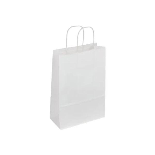 Sac papier kraft poignées torsadée 14x21x8 paquet de50-blanc