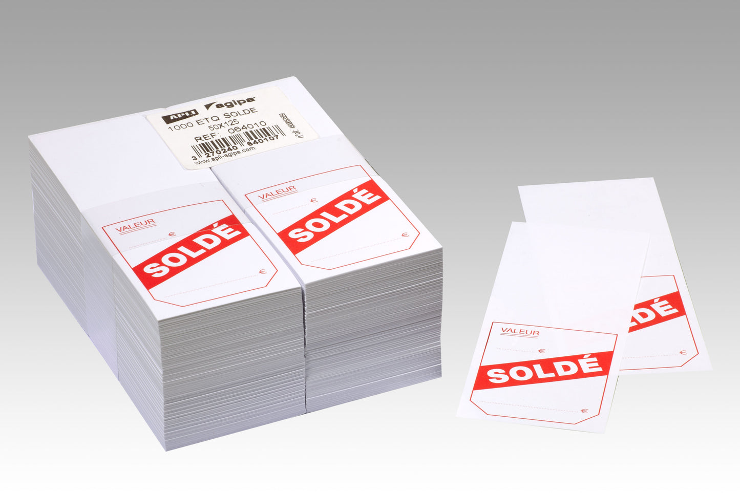 Étiquettes adhésives soldes - 1000 pièces, format 50x125 mm