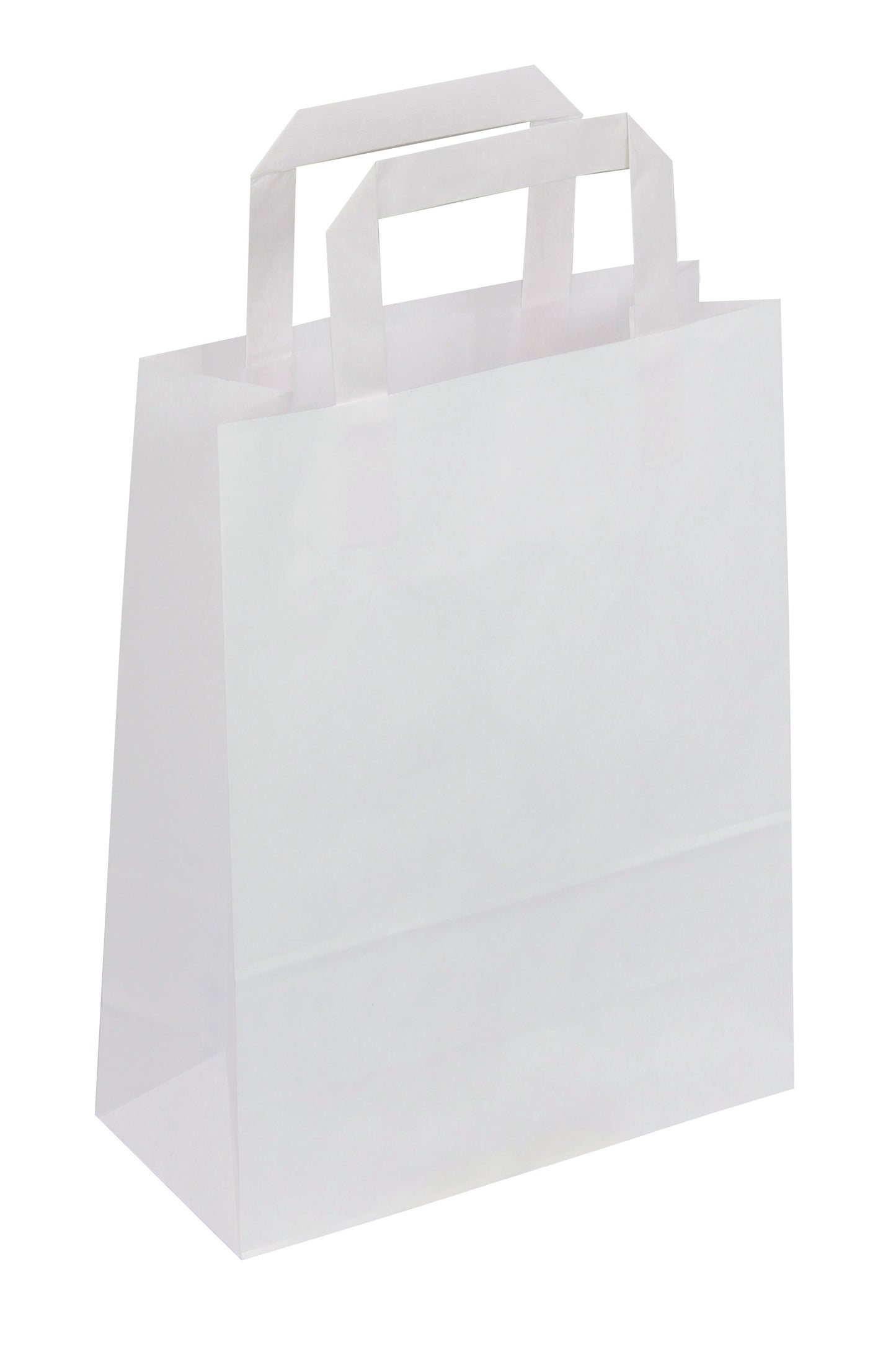 Sac papier kraft poignées plates 18x22x8- blanc -lot de 50