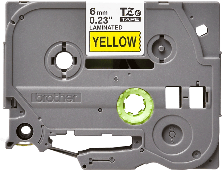 Ruban Brother 6mm TZE611 - noir/jaune