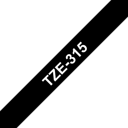 Ruban Brother 6mm TZE315- texte blanc / fond noir