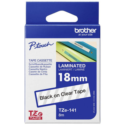 Ruban Brother 18mm TZE141- noir/transparent