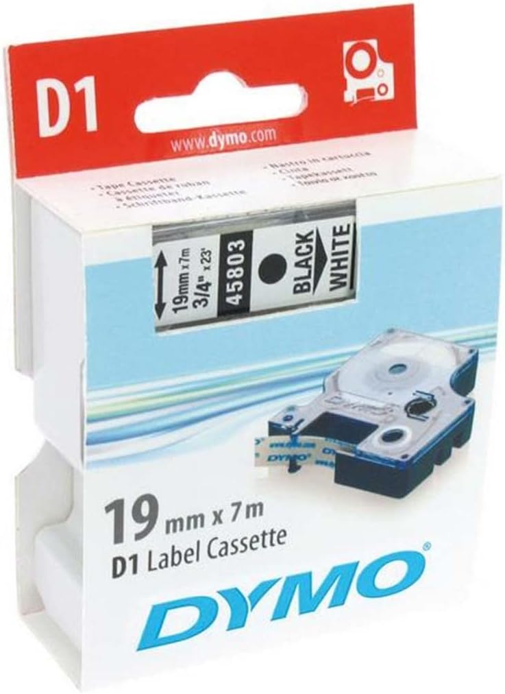Ruban Dymo D1 19mm - noir-transparent