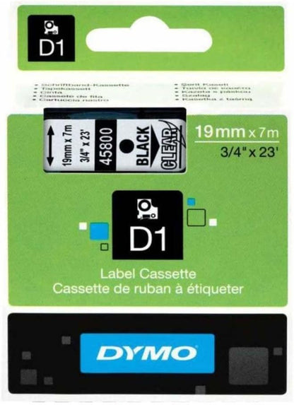Ruban Dymo D1 19mm - noir-transparent