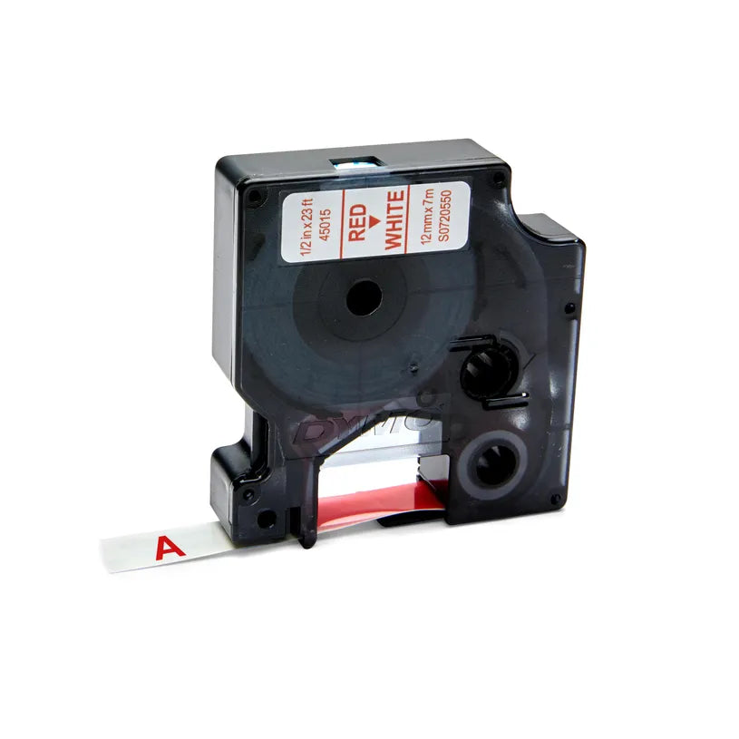 Ruban Dymo D1 12mm - rouge/blanc