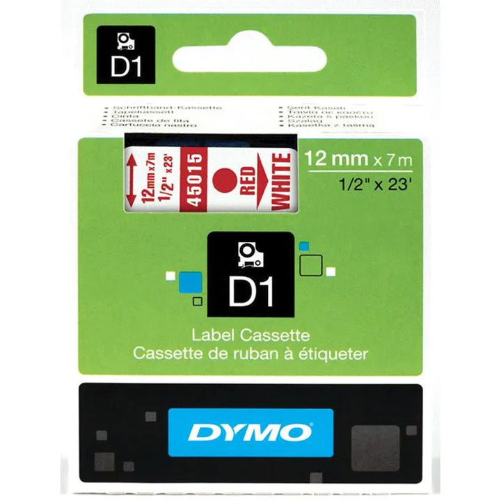 Ruban Dymo D1 12mm - rouge/blanc