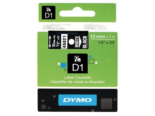 Ruban DYMO D1 12mm Blanc/Noir S0720610