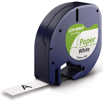 Ruban papier letratag 12mm x 4m - noir/blanc